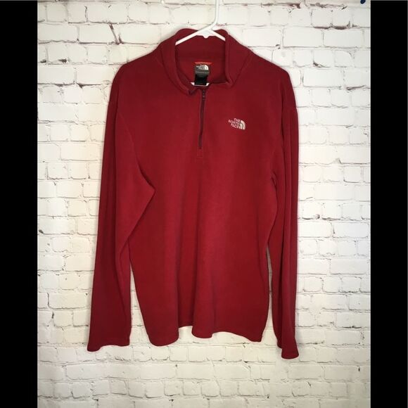 The North Face Mens Red/Burgundy Fleece 1/2 Zip Pullover Sweater Top‎ - Picture 1 of 16